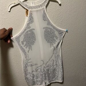 Massimo White Bodysuit with Silver Detailing